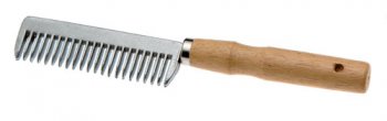 ALUMINIUM MANE AND TAIL COMB WITH WOODEN HANDLE